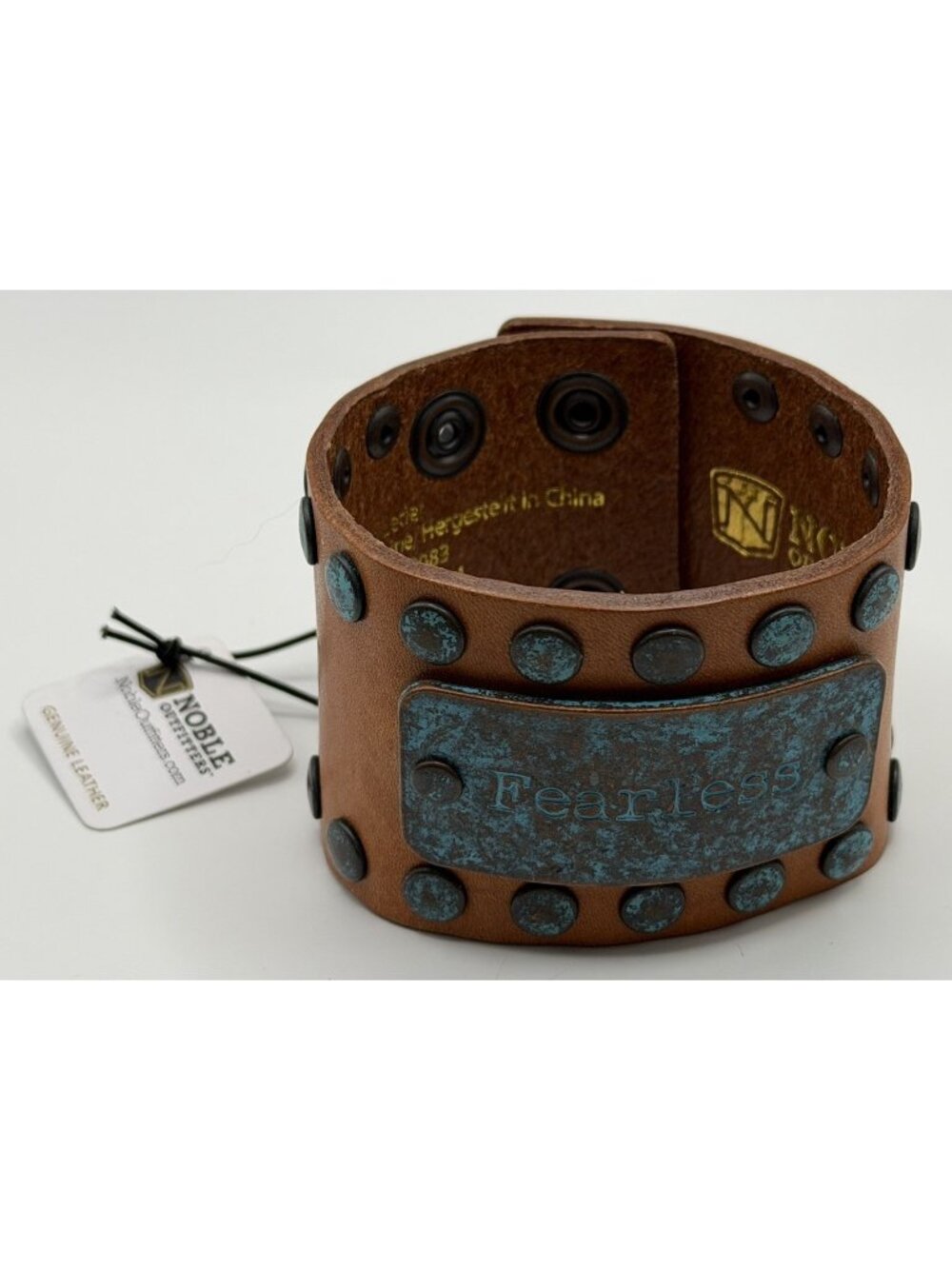 Noble Outfitters Leather Turquoise Patinal “Fearless” Cuff‎ Bracelet
